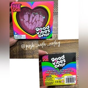 Needoh Good Vibes Heart Shaped Sensory Squeeze Toy, NWT